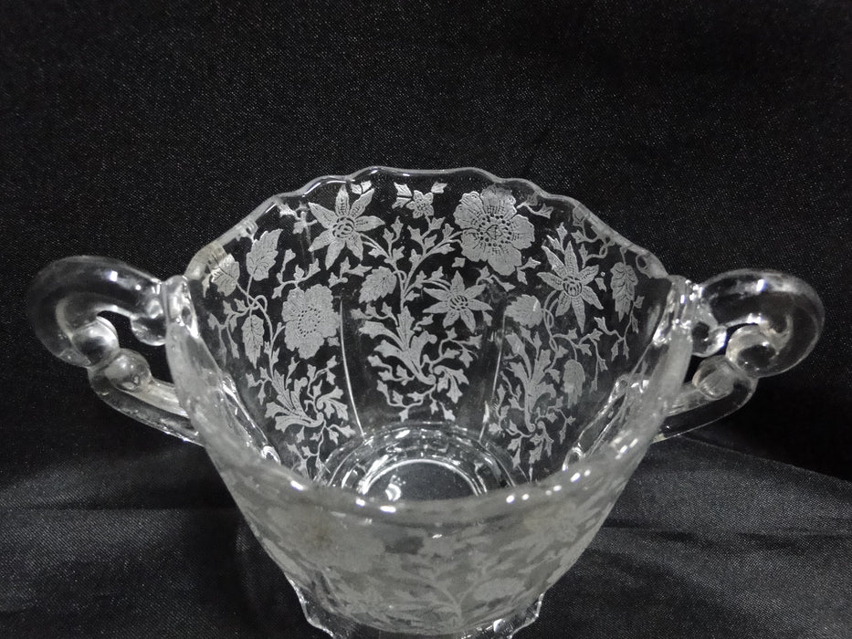 Cambridge Wildflower Clear: Open Sugar Bowl, 3" Tall