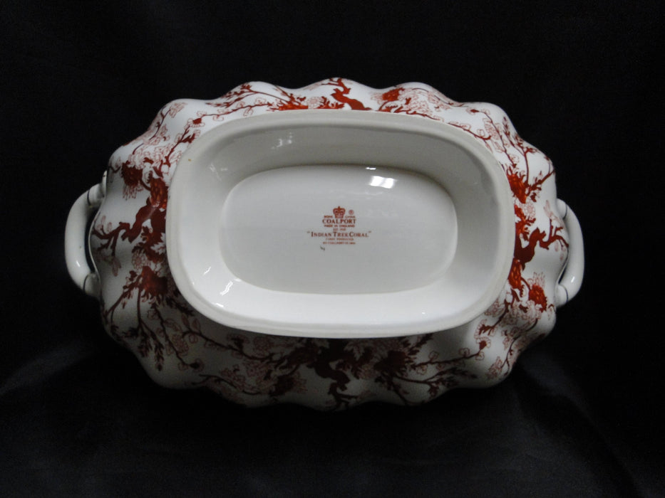 Coalport Indian Tree Coral: Oval Soup Tureen w/ Lid & Handles, 14 3/4", As Is