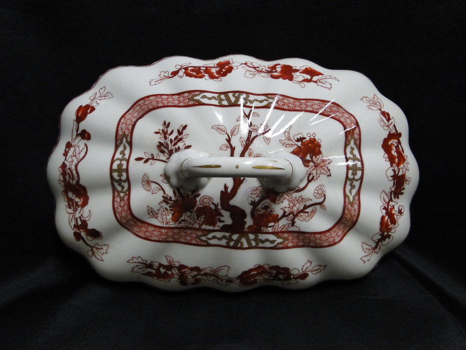 Coalport Indian Tree Coral: Oval Soup Tureen w/ Lid & Handles, 14 3/4", As Is