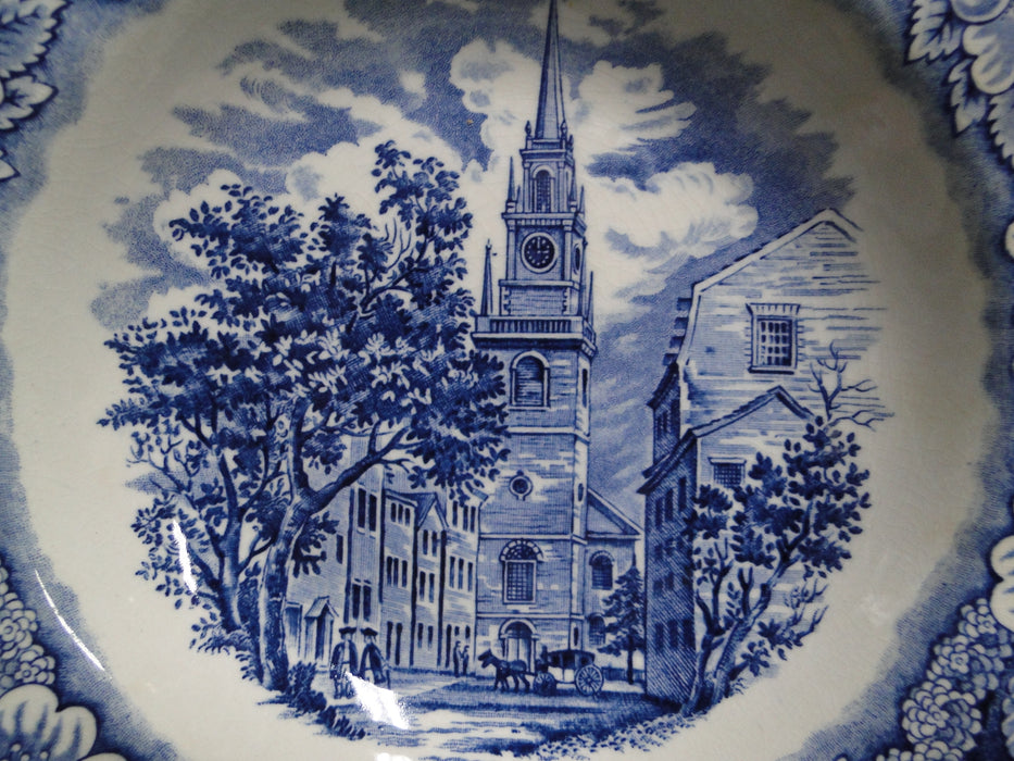 Staffordshire Liberty Blue, Blue & White Scene: Rim Soup Bowl, 8 5/8", Crazing