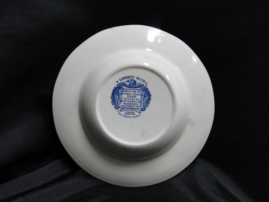 Staffordshire Liberty Blue, Blue & White Scene: Rim Soup Bowl, 8 5/8", Crazing