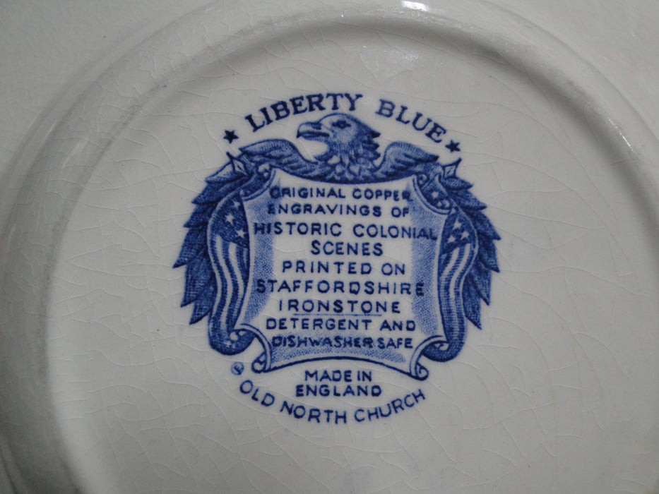 Staffordshire Liberty Blue, Blue & White Scene: Rim Soup Bowl, 8 5/8", Crazing