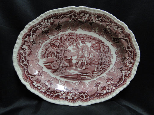 Mason's Vista Pink, Transferware: Oval Platter, 13 1/2", Gadroon, Crazing