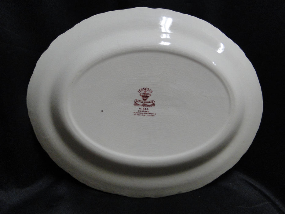Mason's Vista Pink, Transferware: Oval Platter, 13 1/2", Gadroon, Crazing