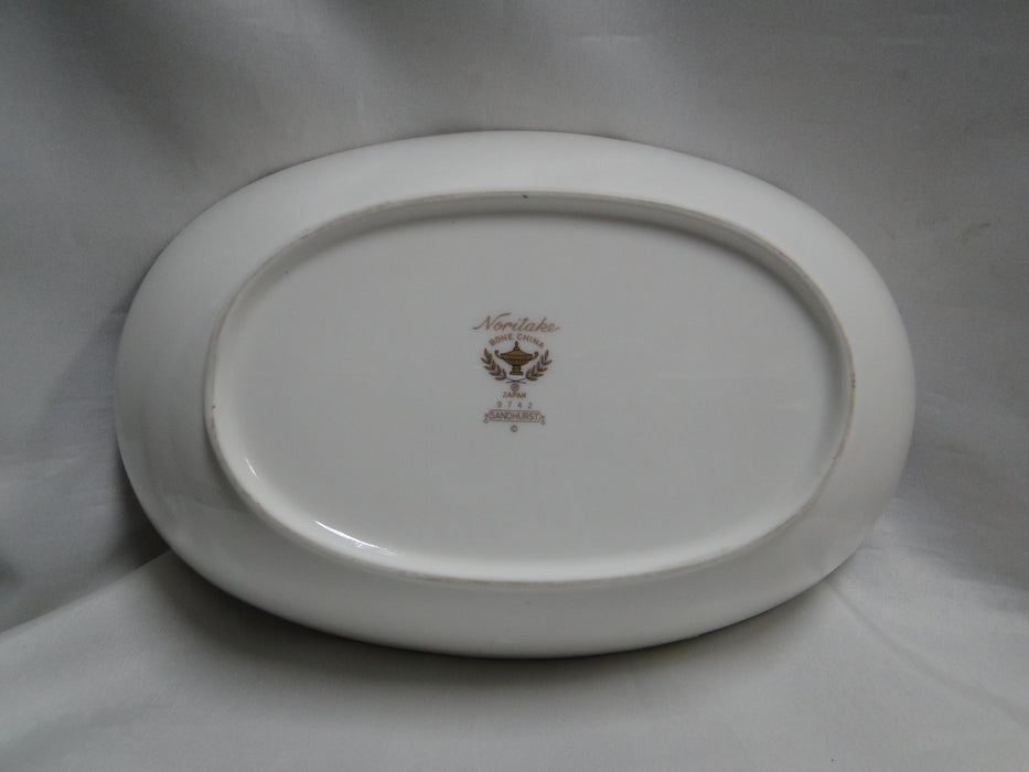 Noritake Sandhurst, 9742, Florals on Blue Band: Oval Serving Bowl, 9 3/8"