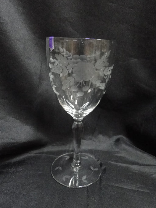 Glastonbury Lotus 66-2, Gray Cut Florals: Water or Wine Goblet, 7 1/4", As Is