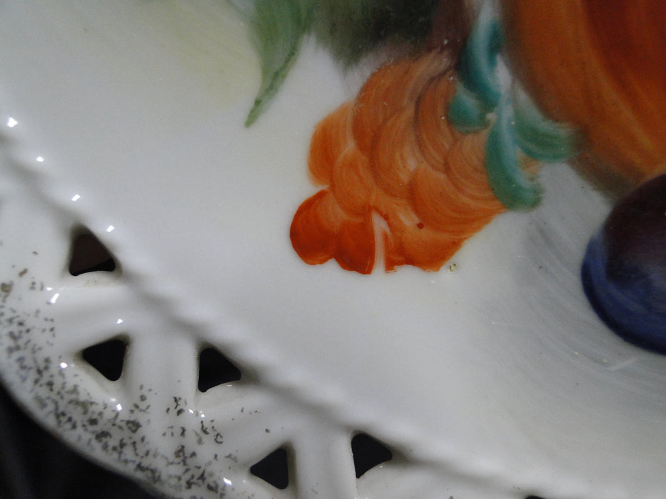 Multicolored Hand Painted Fruit, Pierced Edge: Salad Plate, 8", Signed