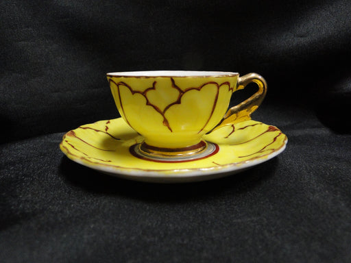 Japan Yellow w/ Flower Outline: Demitasse Cup & Saucer Set, 1 1/2" Tall
