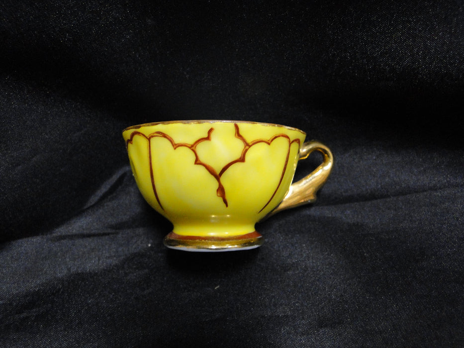 Japan Yellow w/ Flower Outline: Demitasse Cup & Saucer Set, 1 1/2" Tall
