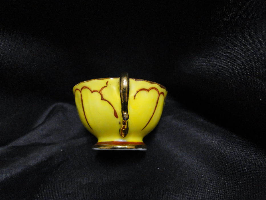 Japan Yellow w/ Flower Outline: Demitasse Cup & Saucer Set, 1 1/2" Tall