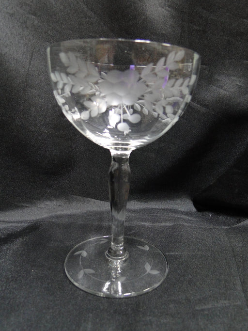 Glastonbury Lotus 66-2, Gray Cut Florals: Champagne / Sherbet, 5 5/8", As Is