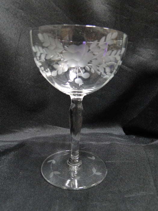 Glastonbury Lotus 66-2, Gray Cut Florals: Champagne / Sherbet, 5 5/8", As Is