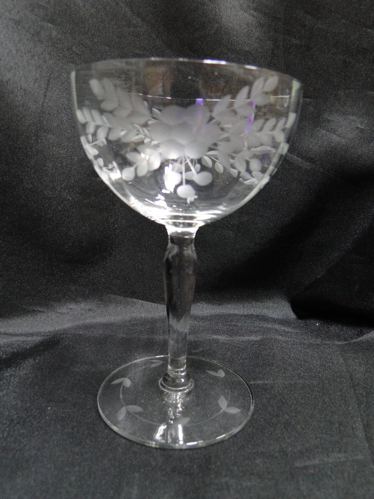 Glastonbury Lotus 66-2, Gray Cut Florals: Champagne / Sherbet, 5 5/8", As Is
