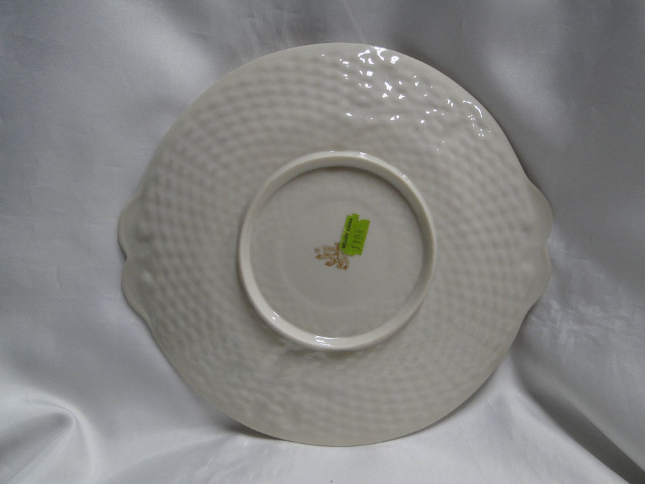 Belleek Enchanted Holly, Ireland, Basketweave: Cake Plate w/ Handles, 10 3/4"