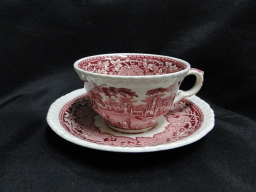 Mason's Vista Pink, Transferware: Flat Cup & Saucer Set (s), 2 1/4" Tall