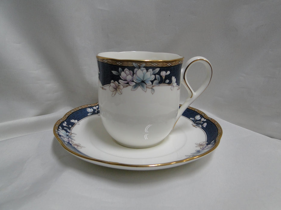 Noritake Sandhurst, 9742, Florals on Blue Band: Cup & Saucer Set (s), 3 1/8"