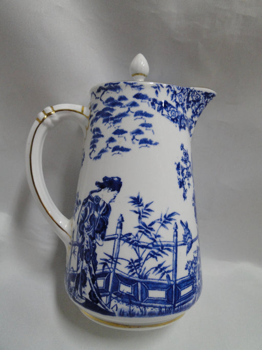 Royal Crown Derby Blue Mikado, Oriental: Pitcher / Hot Water Jug & Lid, 6 1/2"