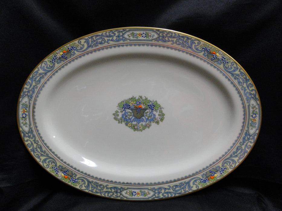 Lenox Autumn, Fruit, Blue Scrolls: Oval Serving Platter, 16" x 11 3/8"