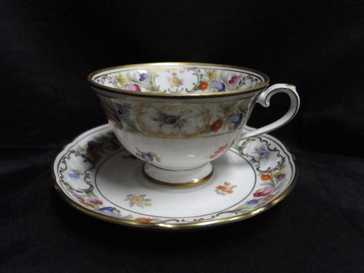 Schumann Empress Dresden Flowers: Footed Cup & Saucer Set, 2 1/2" Tall