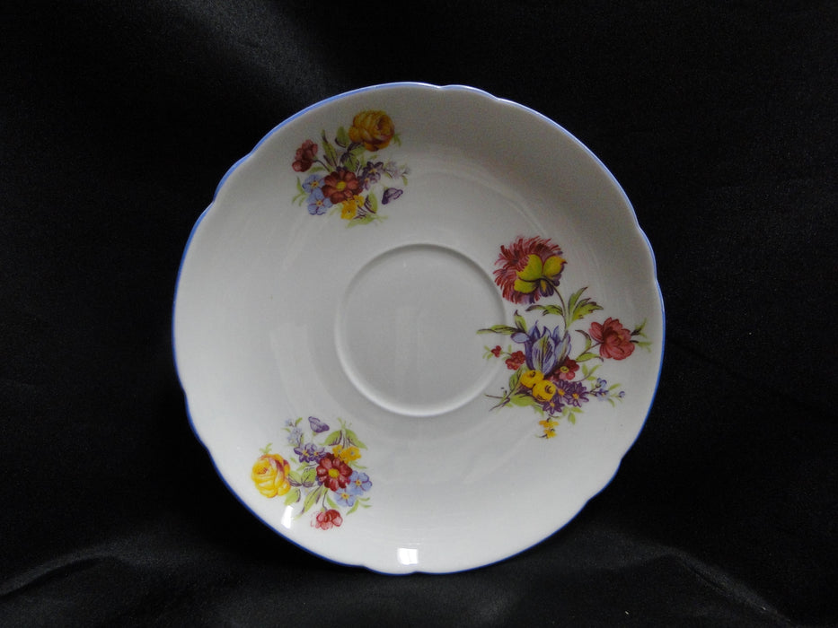 Shelley Blue Trim, Multicolored Florals: Cream Soup Bowl, 2 1/2"Tall