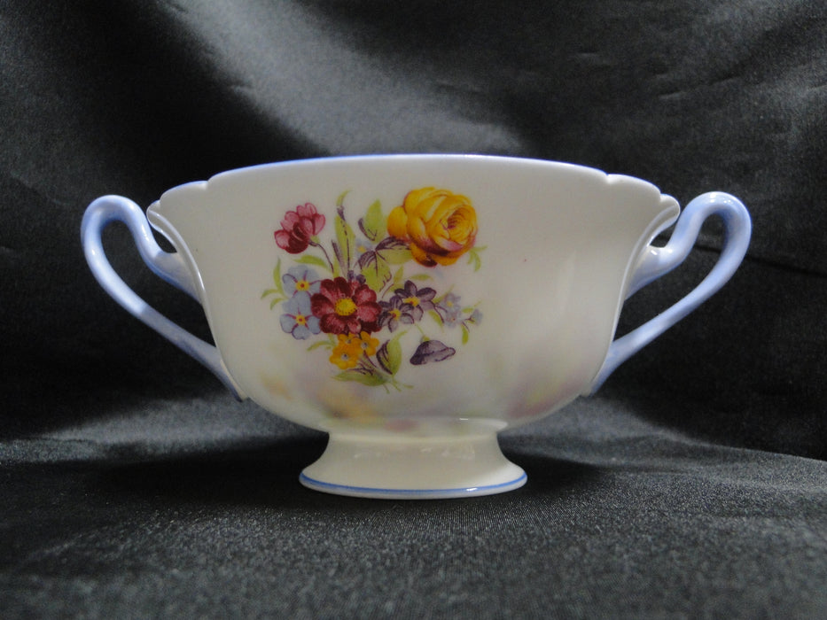 Shelley Blue Trim, Multicolored Florals: Cream Soup Bowl, 2 1/2"Tall