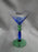 Czech Opus Handblown Multicolored Glass: Blue & Green Martini (s), 7 1/2"