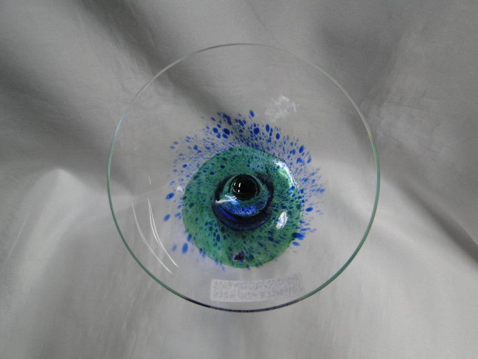 Czech Opus Handblown Multicolored Glass: Blue & Green Martini (s), 7 1/2"