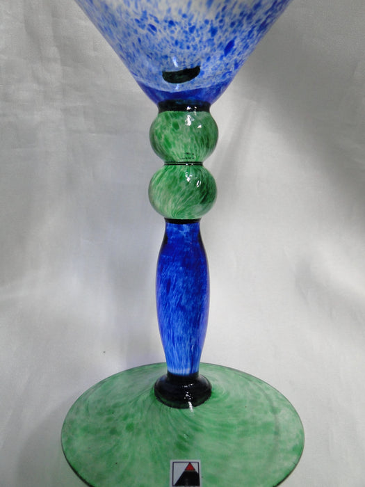 Czech Opus Handblown Multicolored Glass: Blue & Green Martini (s), 7 1/2"