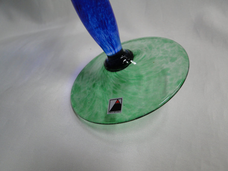 Czech Opus Handblown Multicolored Glass: Blue & Green Martini (s), 7 1/2"