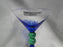 Czech Opus Handblown Multicolored Glass: Blue & Green Martini (s), 7 1/2"