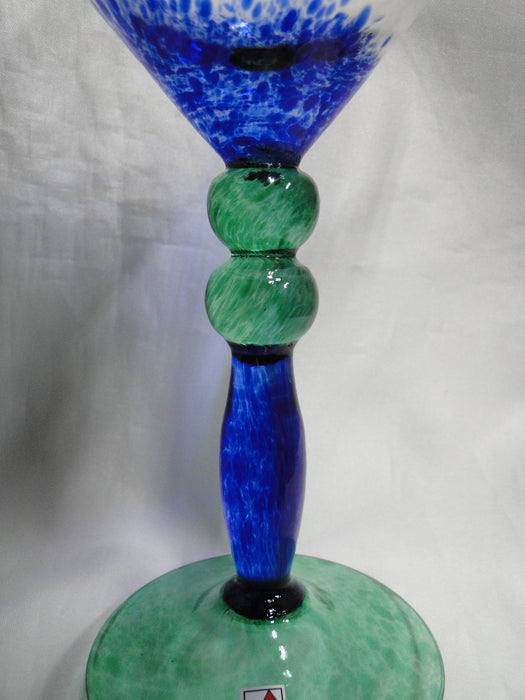 Czech Opus Handblown Multicolored Glass: Blue & Green Martini (s), 7 1/2"