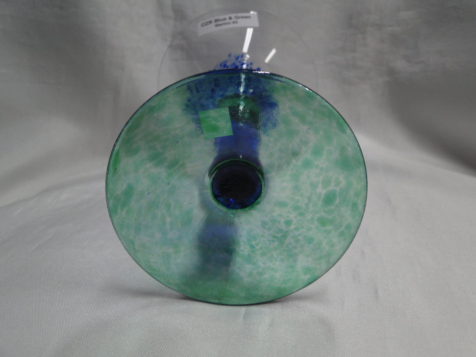 Czech Opus Handblown Multicolored Glass: Blue & Green Martini (s), 7 1/2"