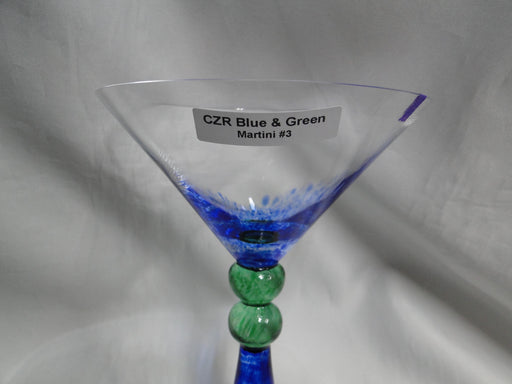 Czech Opus Handblown Multicolored Glass: Blue & Green Martini, 7 1/2", As Is