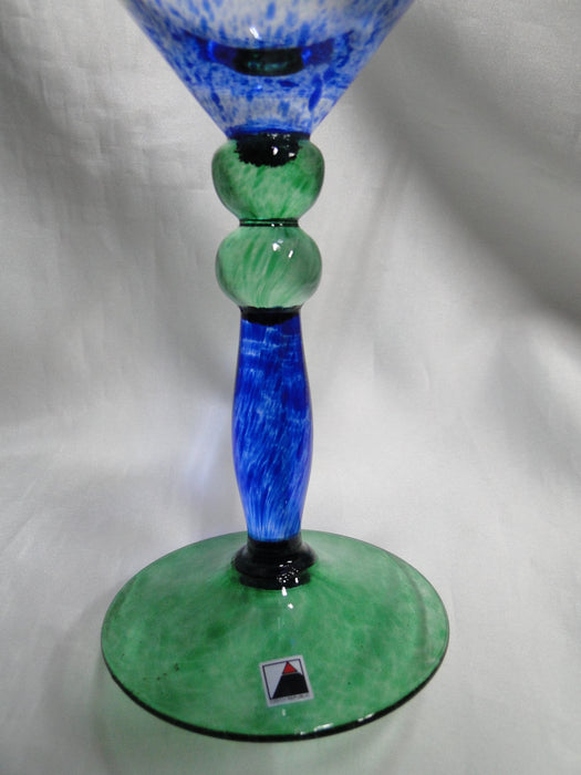 Czech Opus Handblown Multicolored Glass: Blue & Green Martini, 7 1/2", As Is