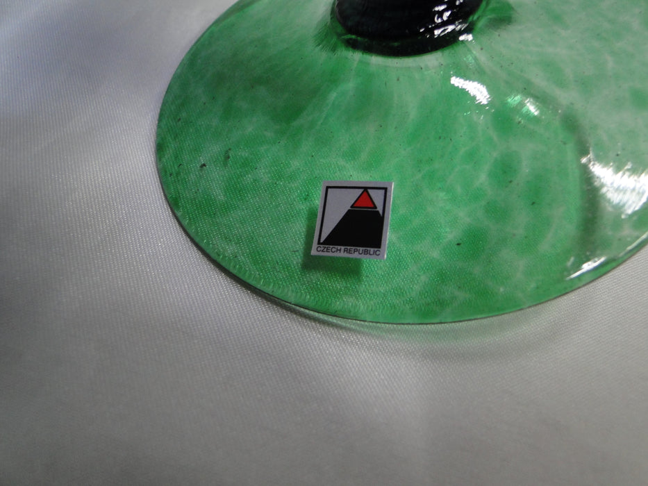 Czech Opus Handblown Multicolored Glass: Blue & Green Martini, 7 1/2", As Is