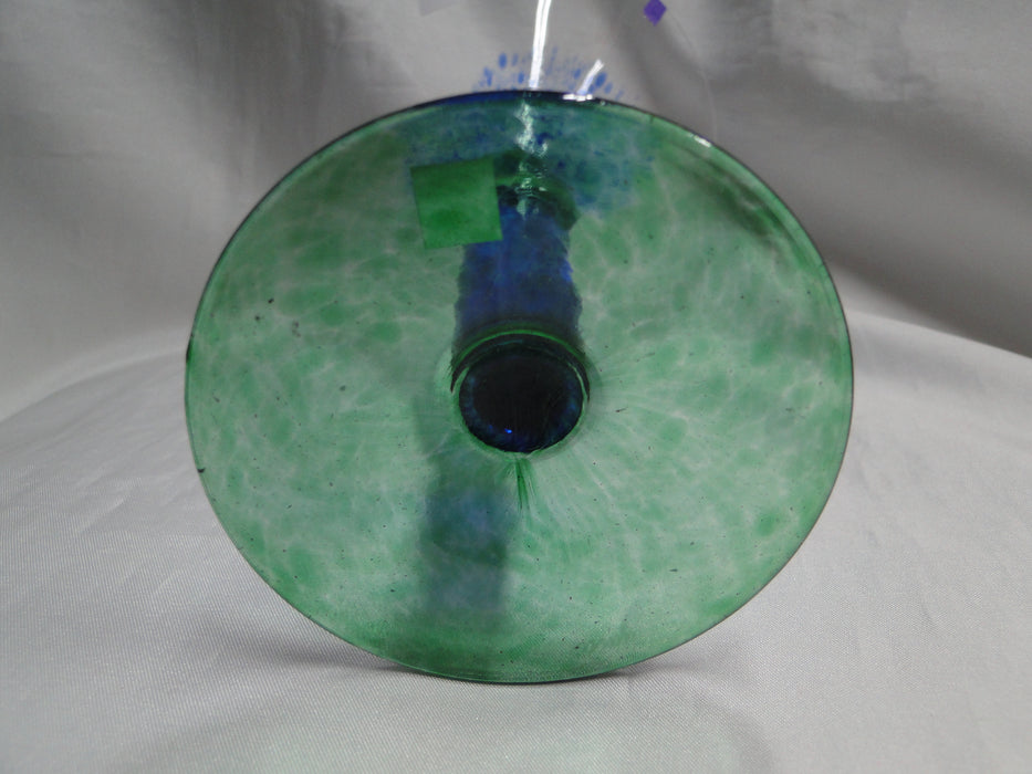 Czech Opus Handblown Multicolored Glass: Blue & Green Martini, 7 1/2", As Is