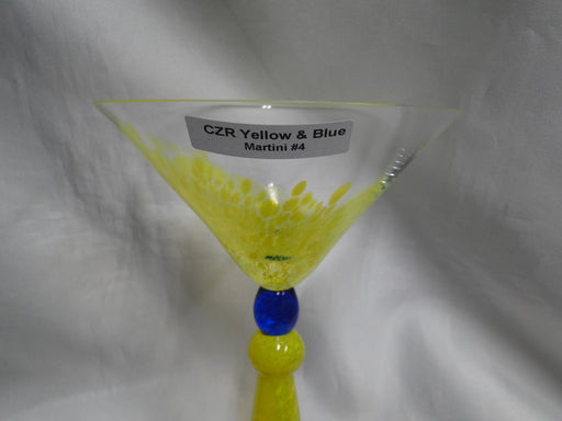 Czech Opus Handblown Multicolored Glass: Yellow & Blue Martini (s), 7 1/2"