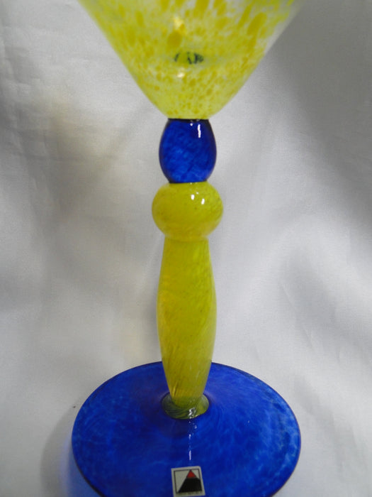 Czech Opus Handblown Multicolored Glass: Yellow & Blue Martini (s), 7 1/2"