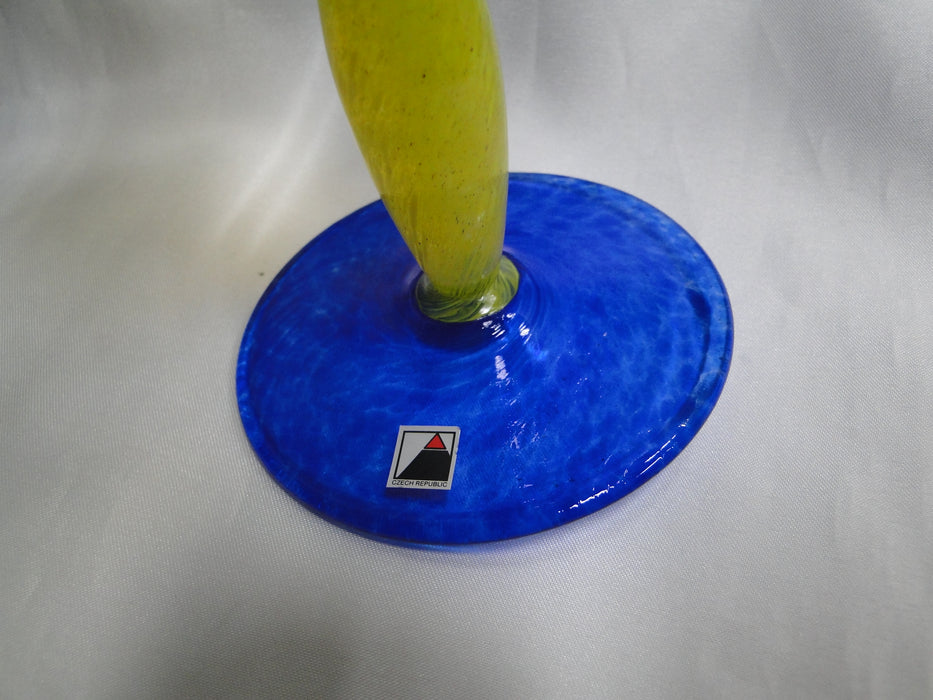 Czech Opus Handblown Multicolored Glass: Yellow & Blue Martini (s), 7 1/2"