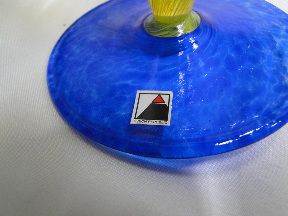 Czech Opus Handblown Multicolored Glass: Yellow & Blue Martini (s), 7 1/2"