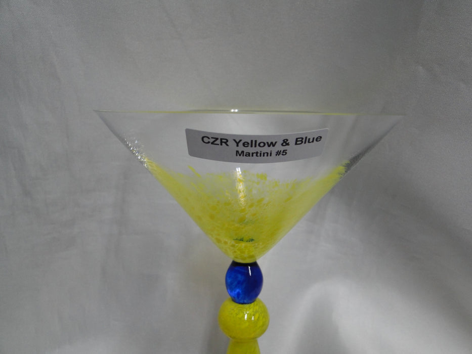 Czech Opus Handblown Multicolored Glass: Yellow & Blue Martini (s), 7 1/2"