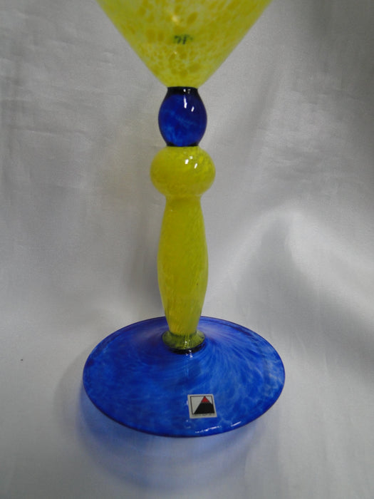 Czech Opus Handblown Multicolored Glass: Yellow & Blue Martini (s), 7 1/2"