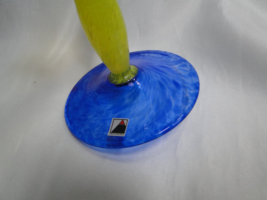 Czech Opus Handblown Multicolored Glass: Yellow & Blue Martini (s), 7 1/2"