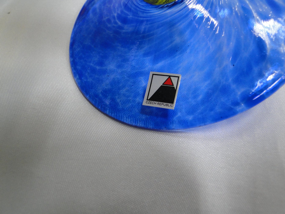Czech Opus Handblown Multicolored Glass: Yellow & Blue Martini (s), 7 1/2"
