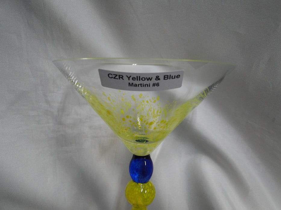 Czech Opus Handblown Multicolored Glass: Yellow & Blue Martini (s), 7 1/2"
