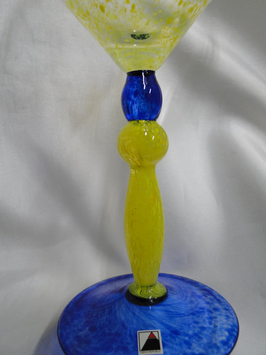 Czech Opus Handblown Multicolored Glass: Yellow & Blue Martini (s), 7 1/2"
