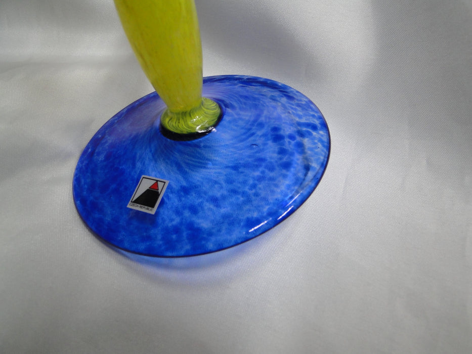 Czech Opus Handblown Multicolored Glass: Yellow & Blue Martini (s), 7 1/2"
