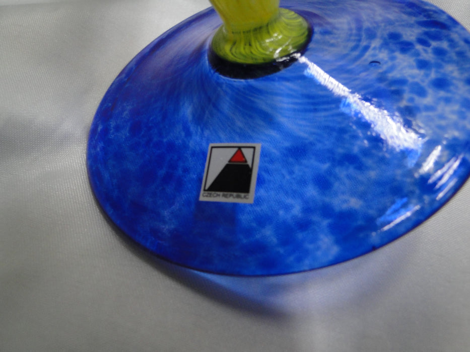 Czech Opus Handblown Multicolored Glass: Yellow & Blue Martini (s), 7 1/2"