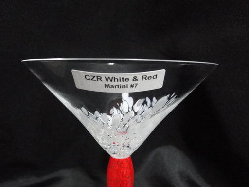 Czech Opus Handblown Multicolored Glass: White & Red Martini (s), 7 1/2"