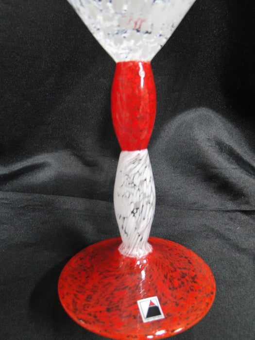 Czech Opus Handblown Multicolored Glass: White & Red Martini (s), 7 1/2"